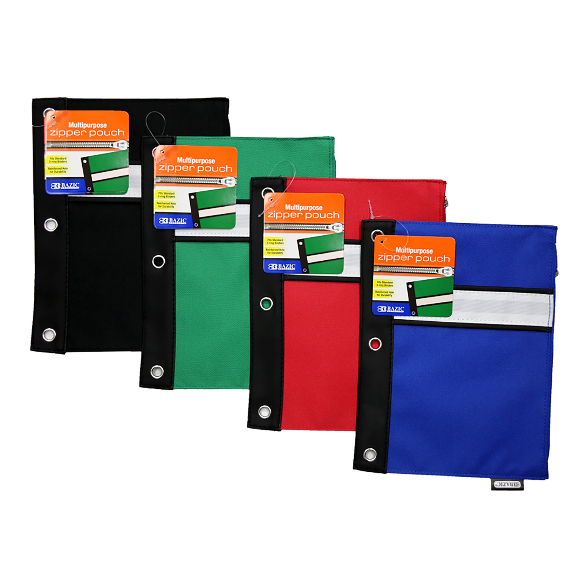 Trailmaker, 96 Pack of 3 Ring Canvas Cloth Pencil Pouches in Bulk Assorted  Color Bundles - 4 Colors 