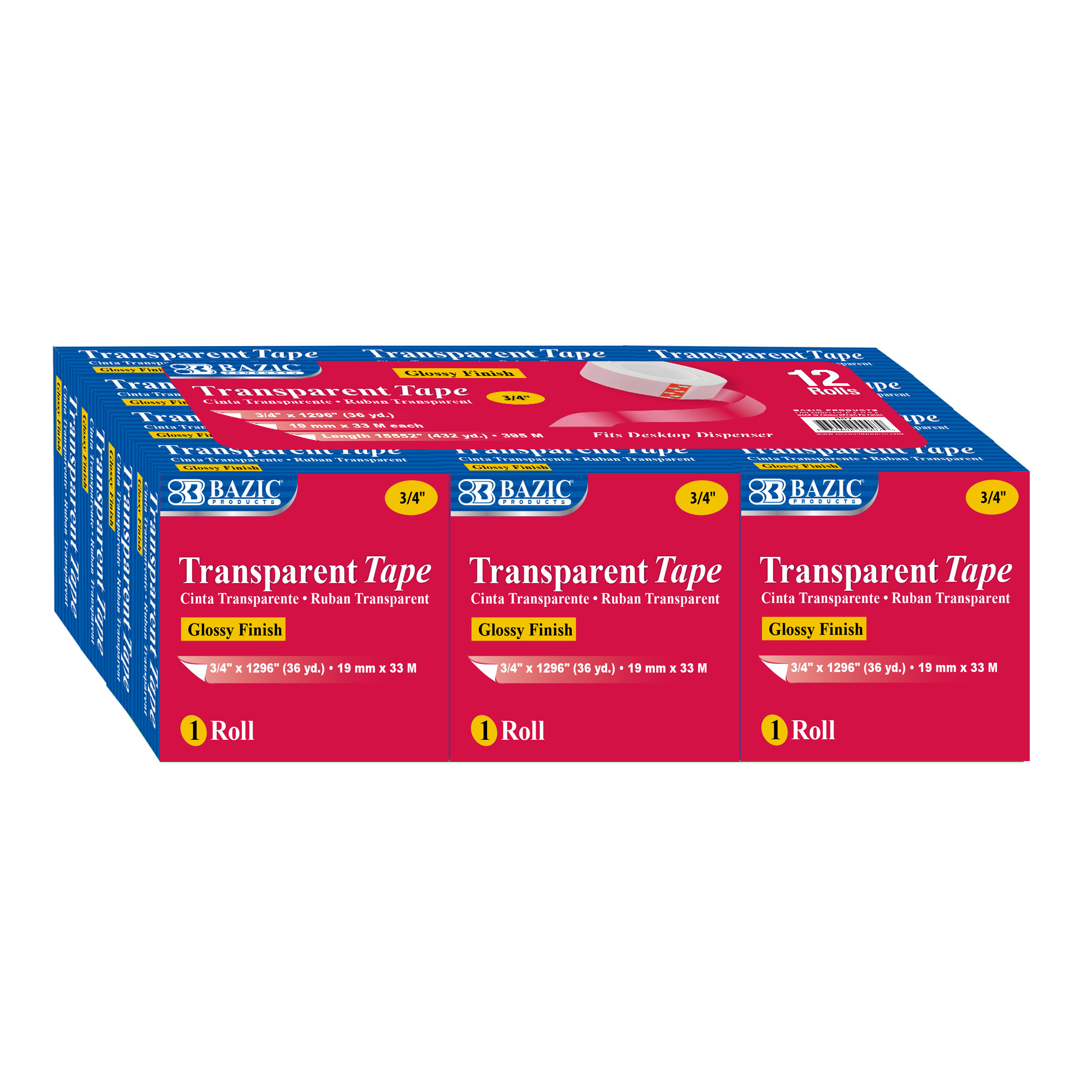 Business Source Transparent Glossy Tape Refills, 3/4 x 1296, 1 Core, 1  Each