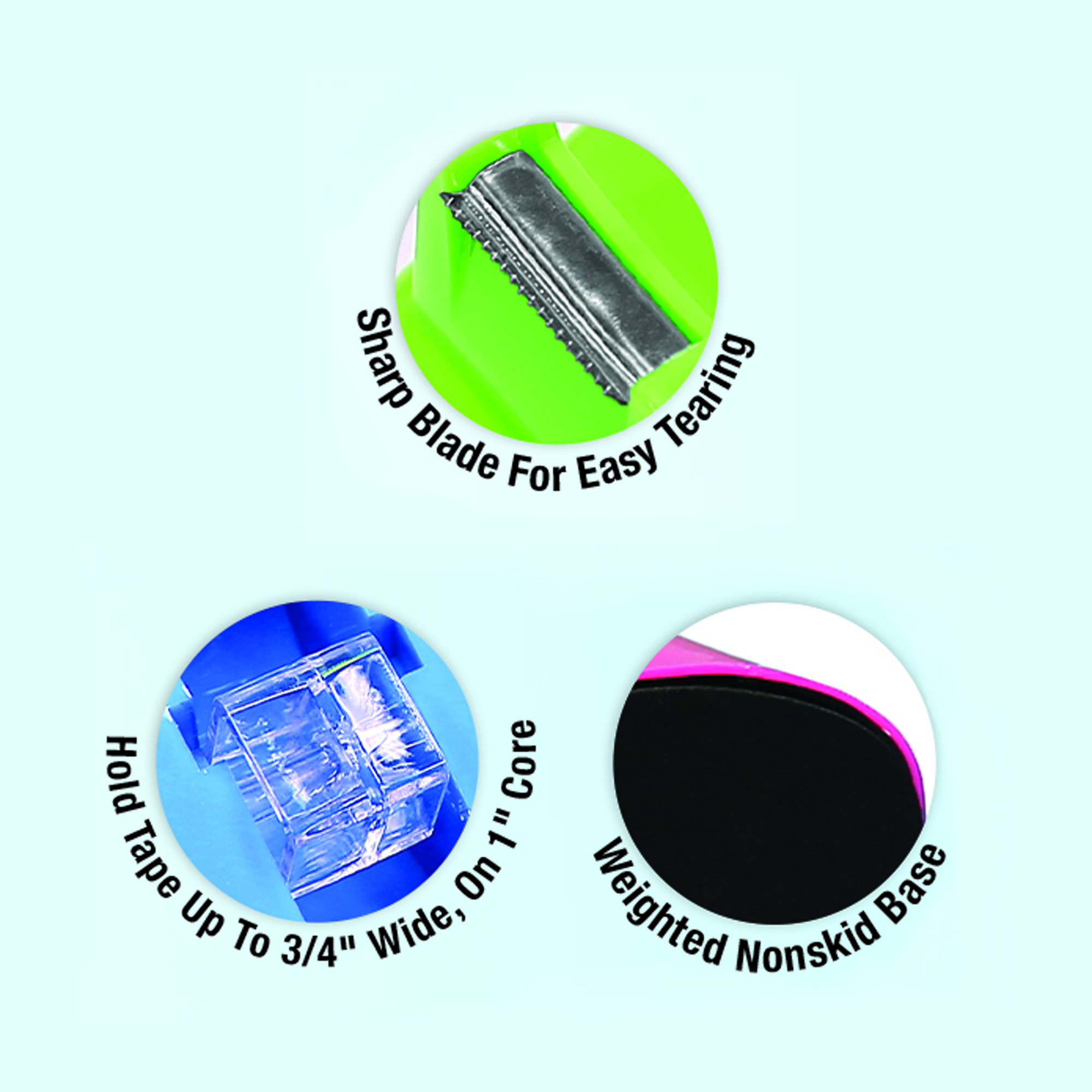 Mini Tape Dispenser & Clear Tape Value Pack 1 Core Color Options Bazic