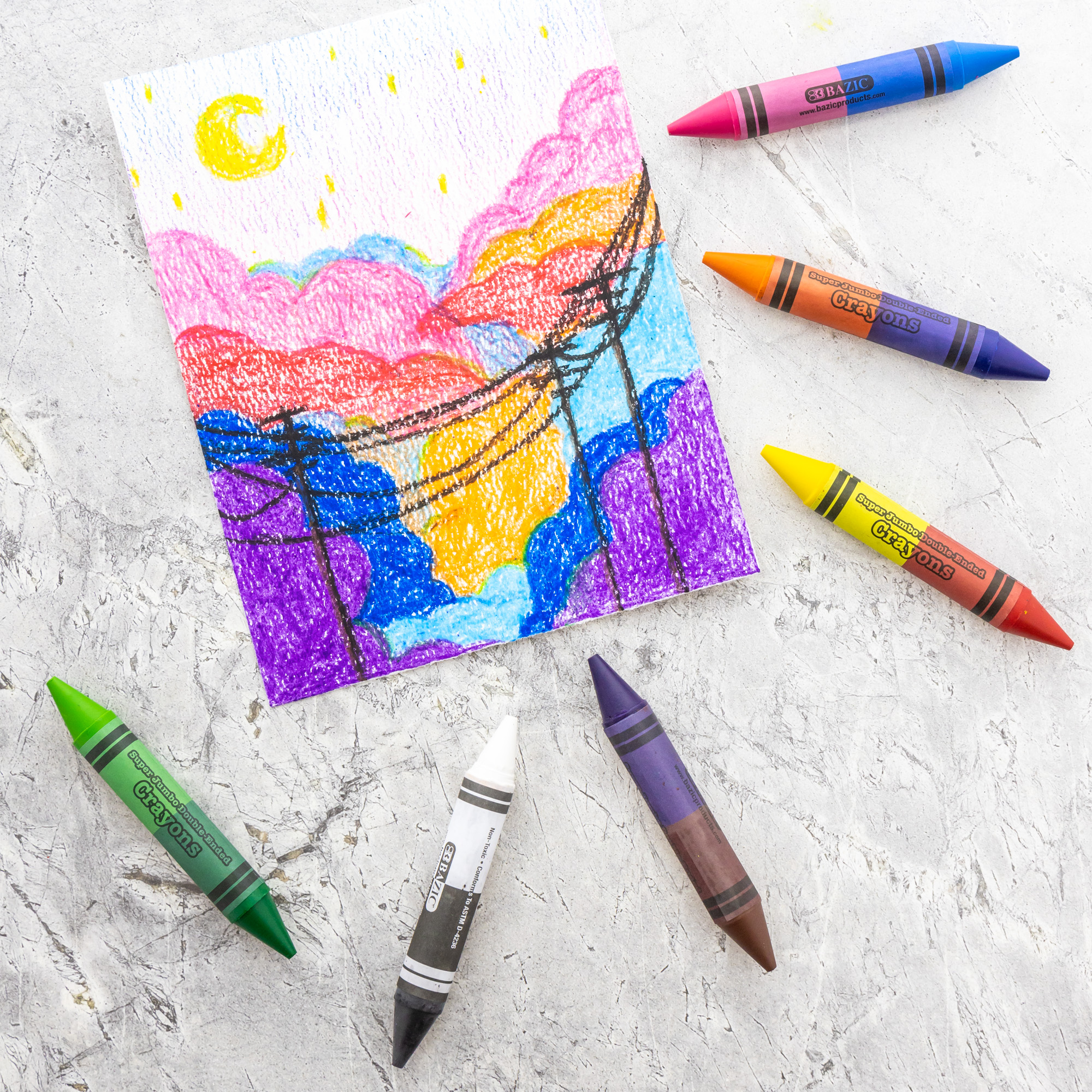   Basics Jumbo Crayons - 24 Assorted Colors, 2-Pack
