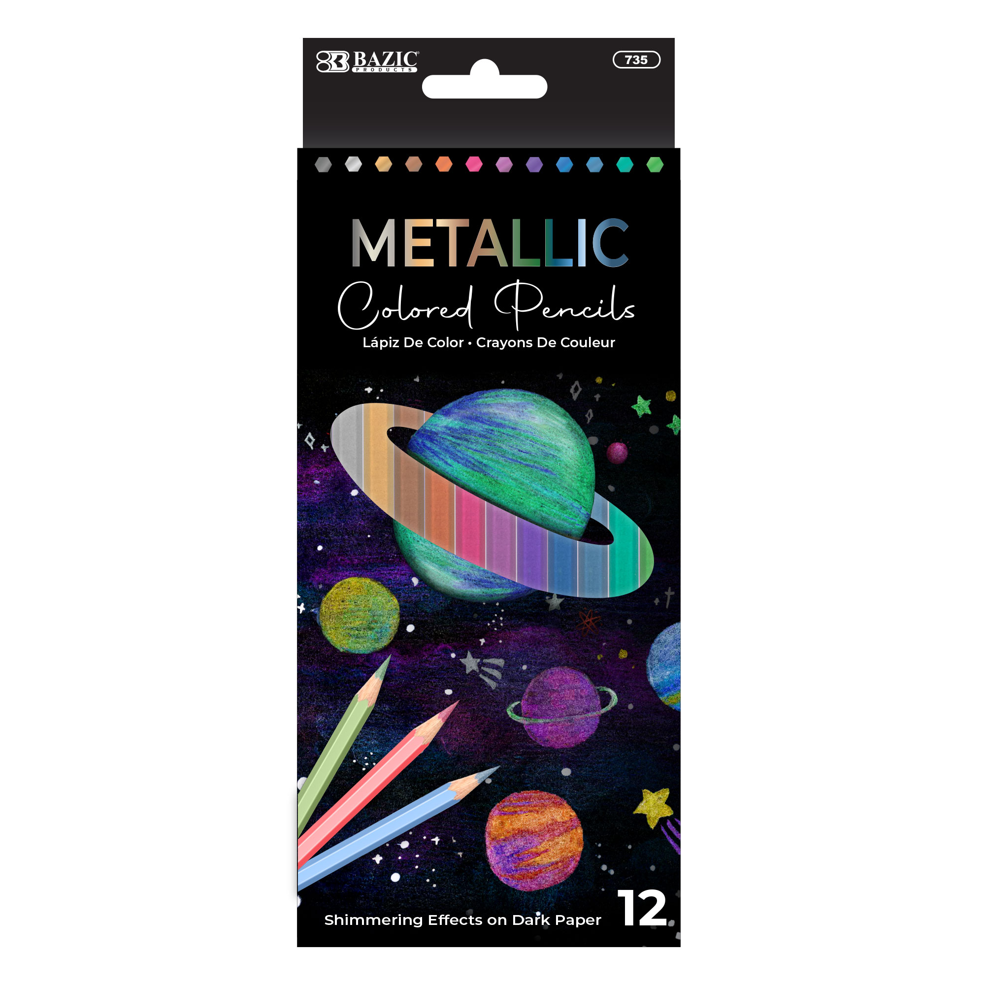 12 Metallic Colored Pencils