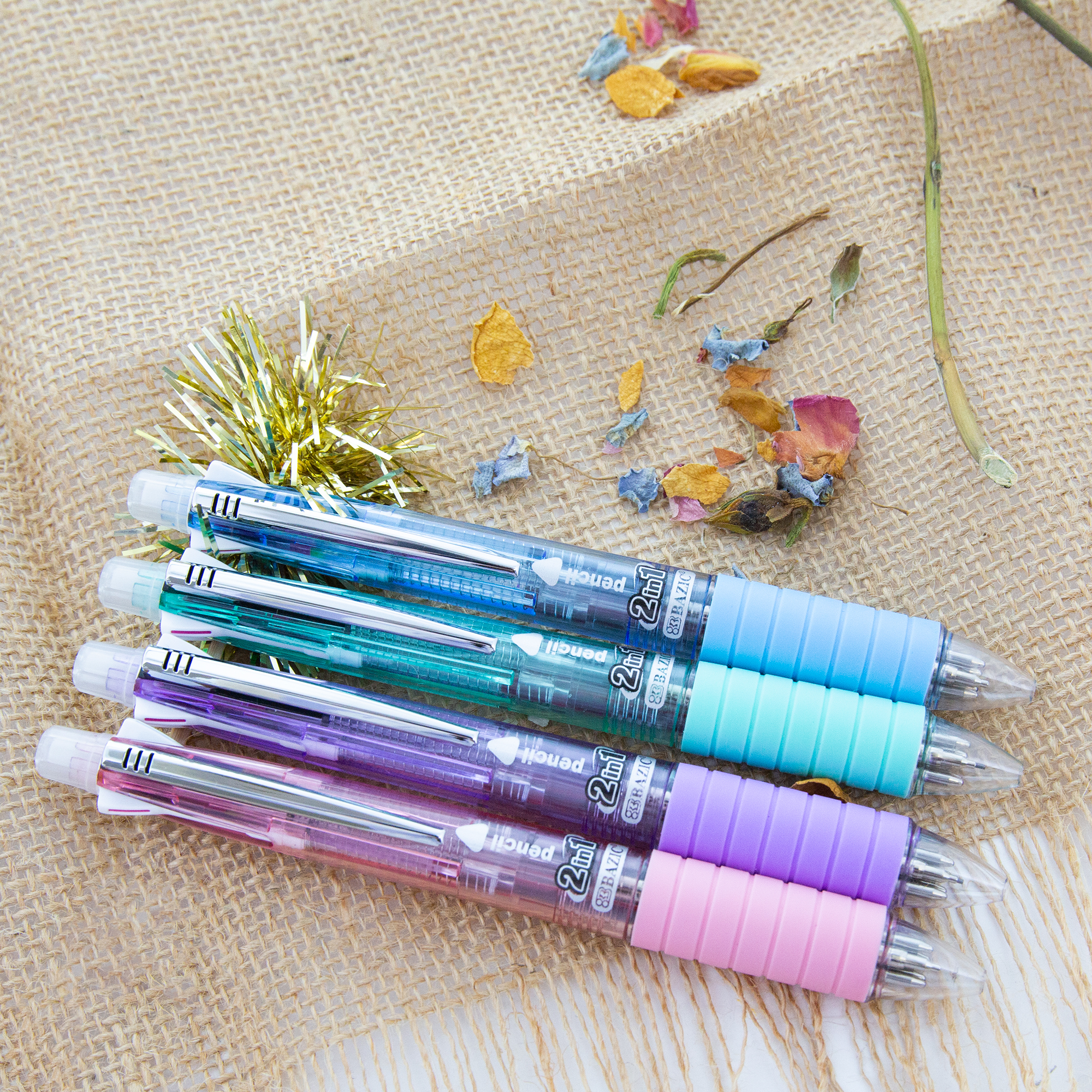 BAZIC 2-In-1 Mechanical Pencil & 4-Color Pen w/ Grip Bazic Products