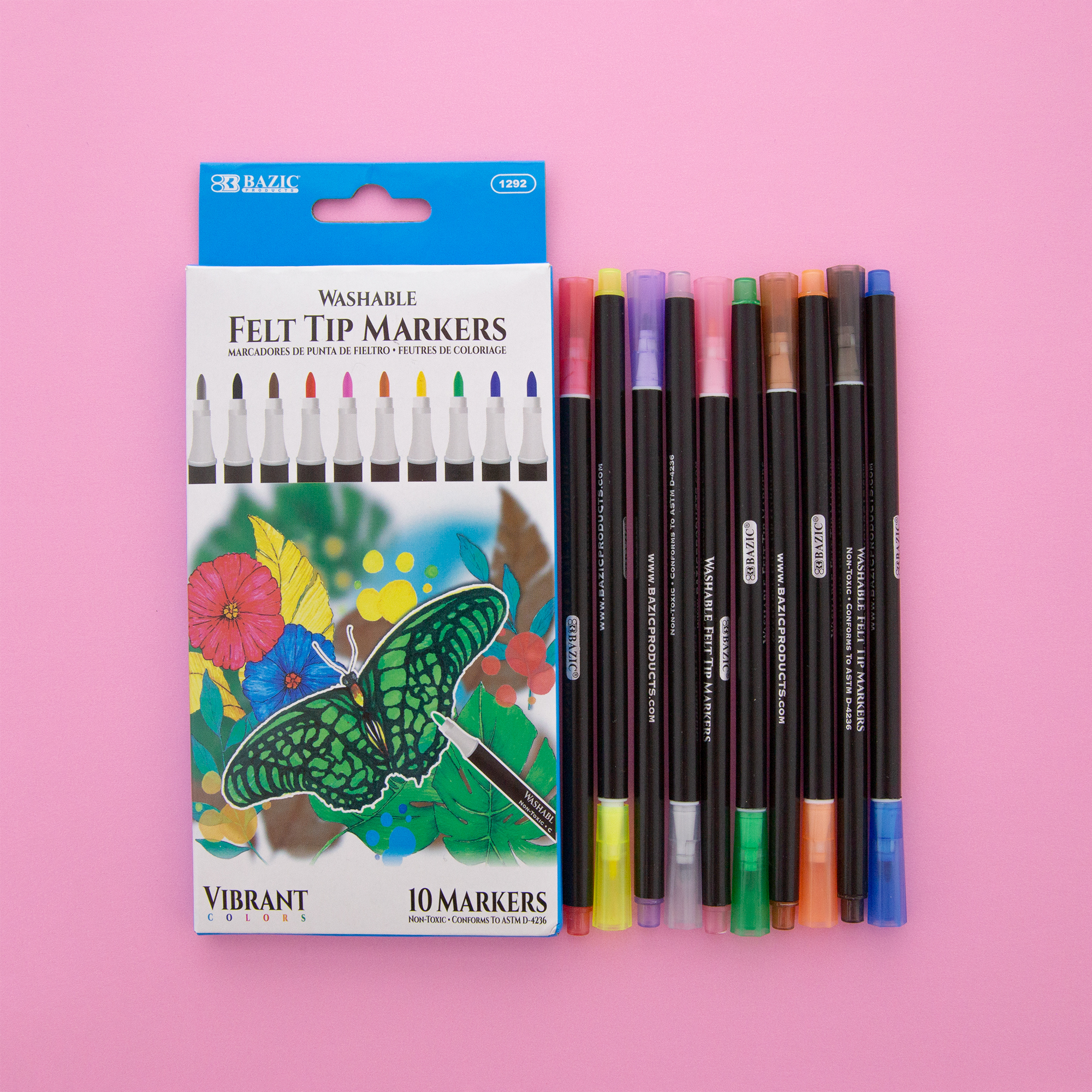 Basics Felt Tip Marker Pens - Assorted Color, 12-Pack, Colors  192233017495