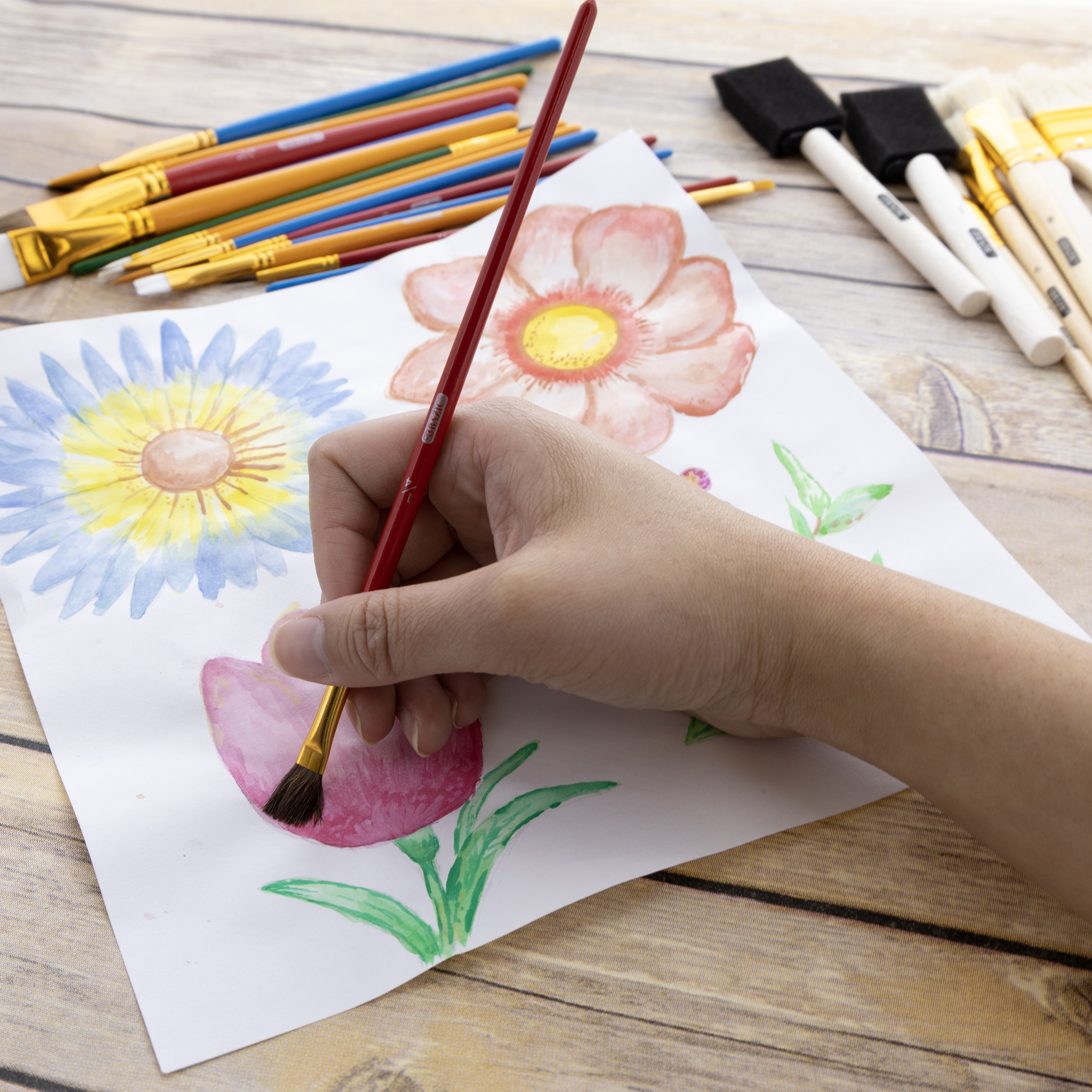25-Piece Children's All Purpose Paint Brush Set, 6 Types, Flat, Round — TCP  Global