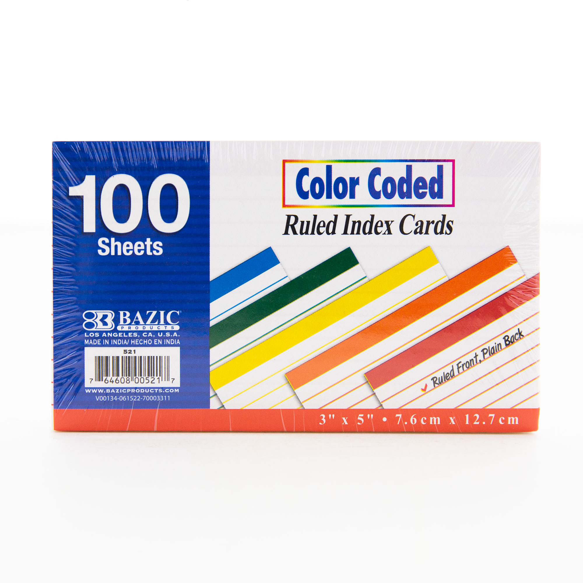 Ruled Color Coded Index Card 3″ X 5″ 100 Ct.