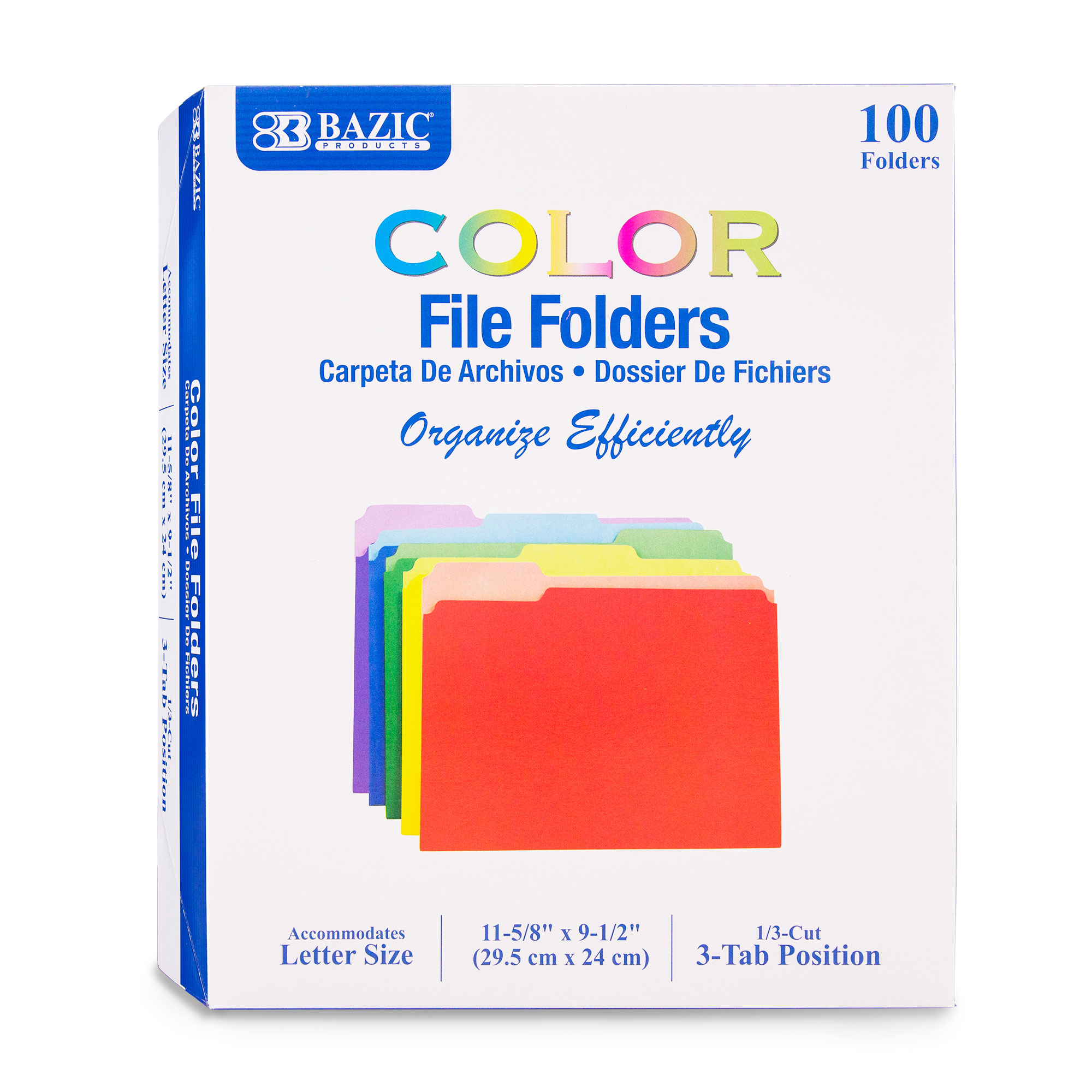 File Folder Color 1/3 Cut Letter Size(100/Box)