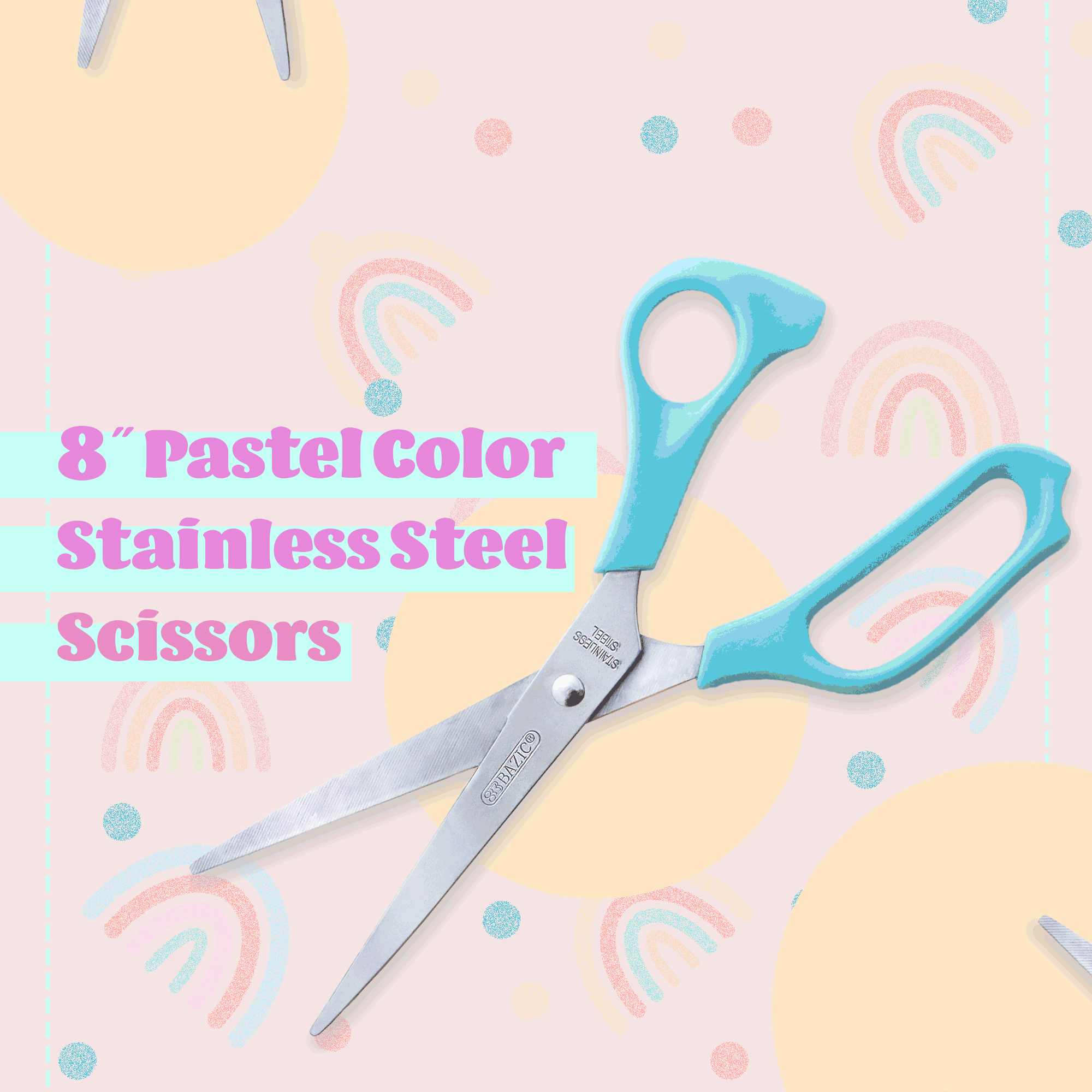 NEW: 8 Pastel Color Stainless Steel Scissors