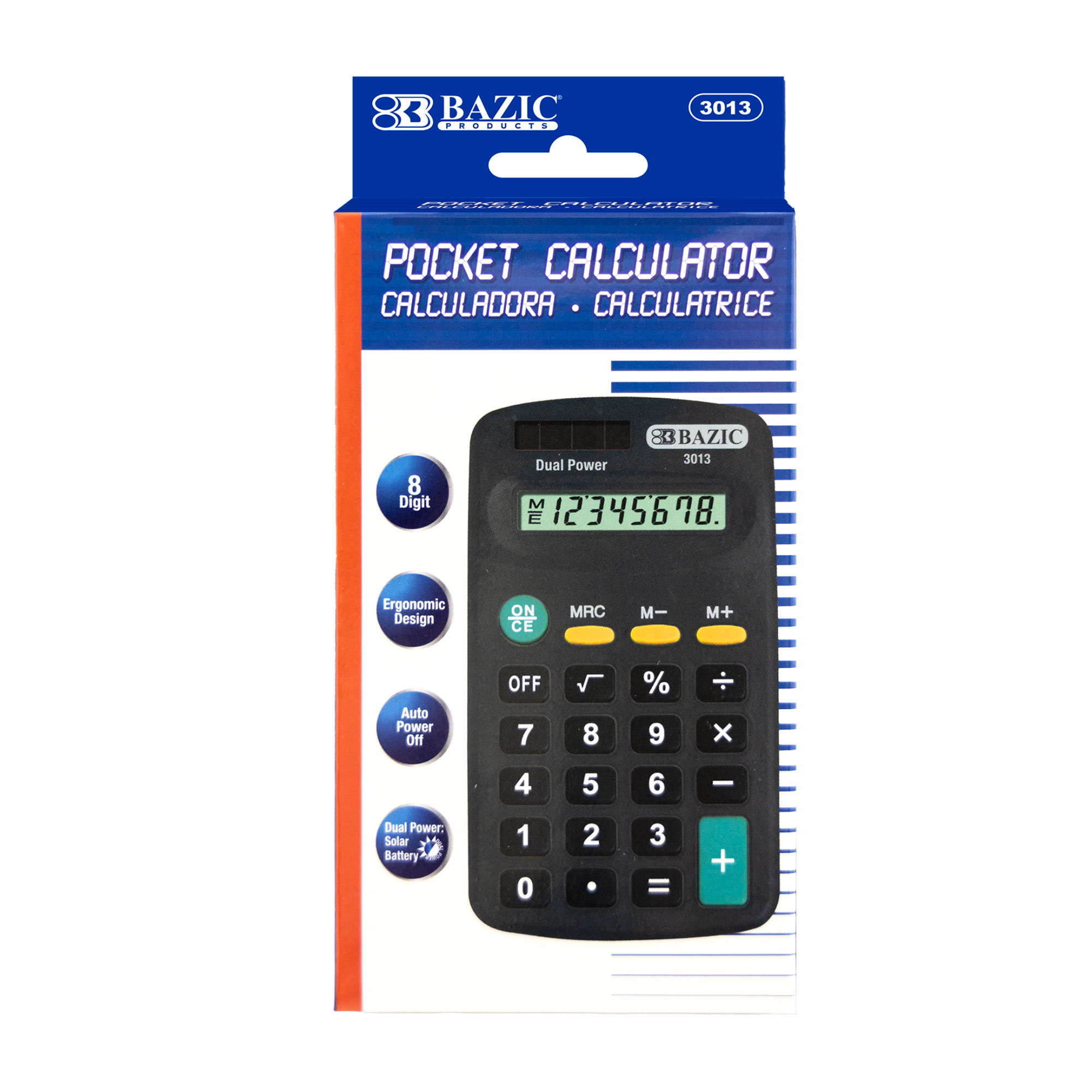 Pocket Size Calculator 8-Digit Dual Power – Black