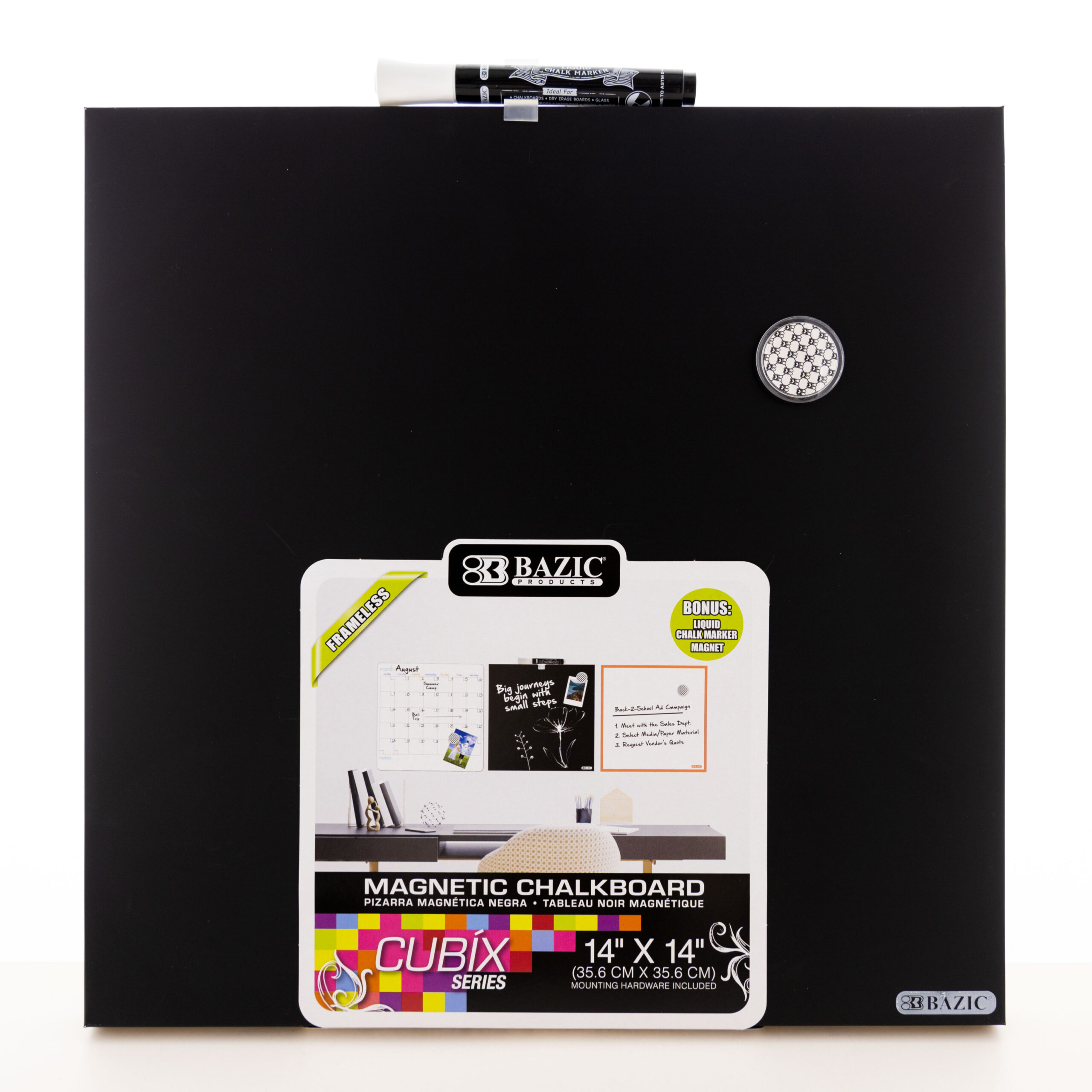 CUBIX Magnetic Chalkboard 14″ x 14″ w/ Chalk Marker & Magnet
