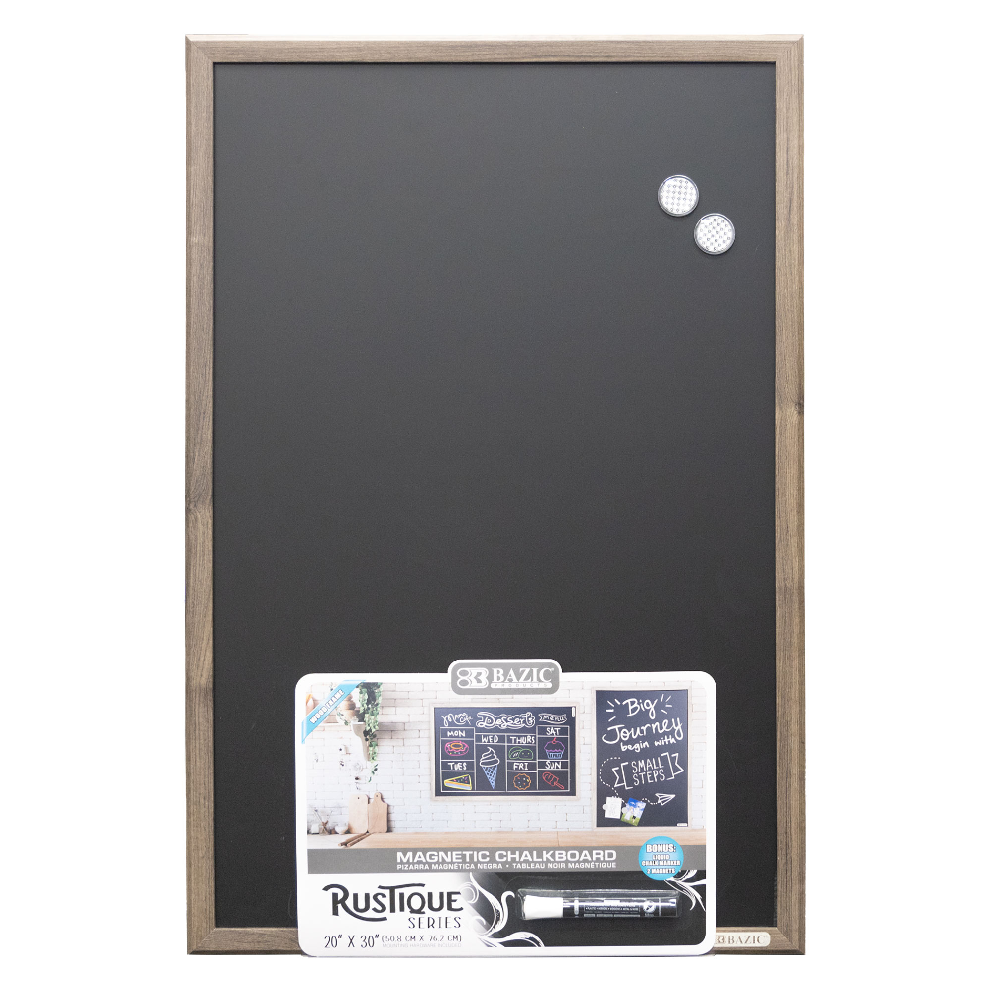 RUSTIQUE Wood Frame Magnetic Chalkboard 20″ x 30″ w/ Chalk Marker & Magnets