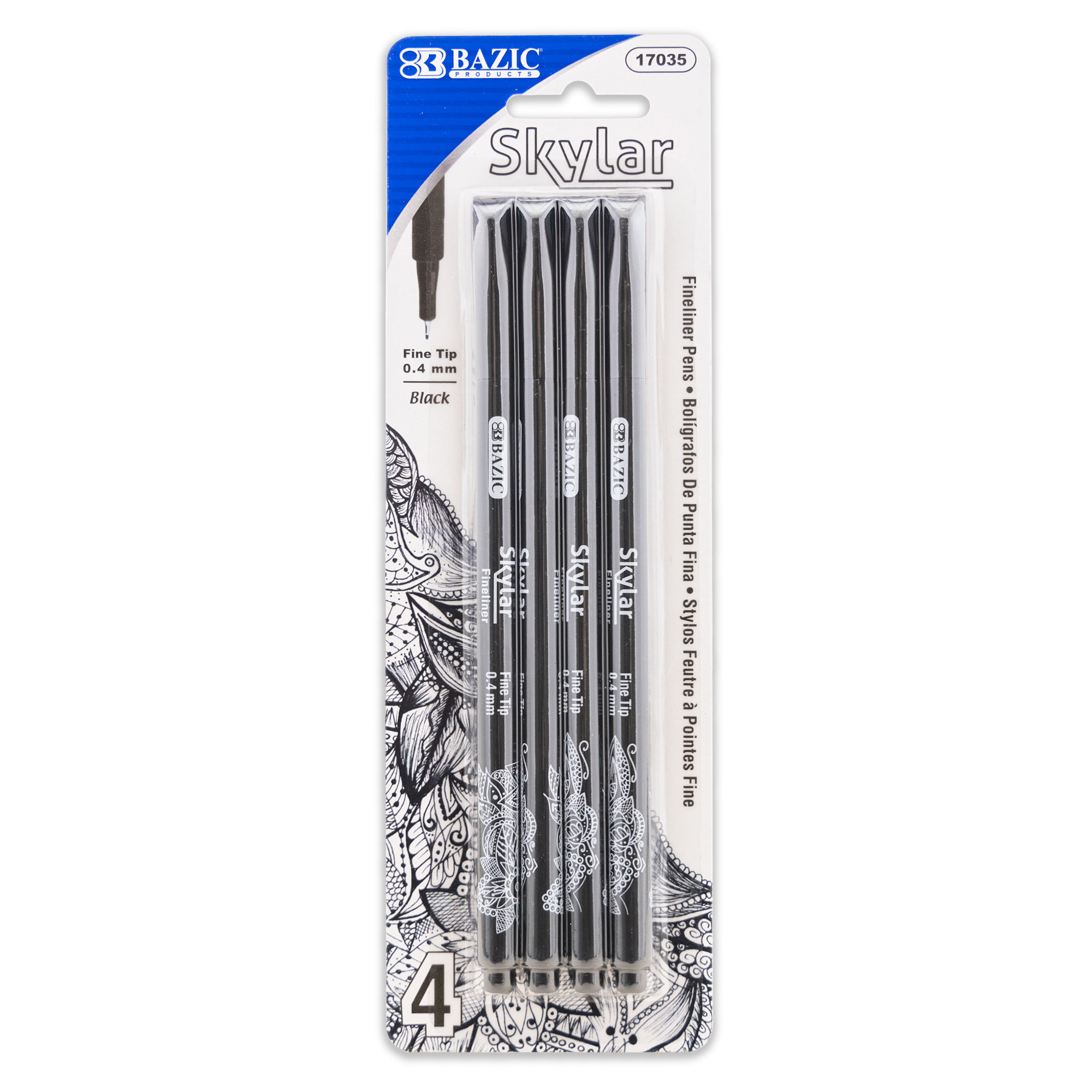 Skylar Black 0.4 mm Fineliner Pen (4/Pack)